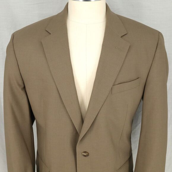 Jos A Bank Sport Coat Mens 46L Beige Tan Wool Jacket Two Button Lined - Picture 8 of 16